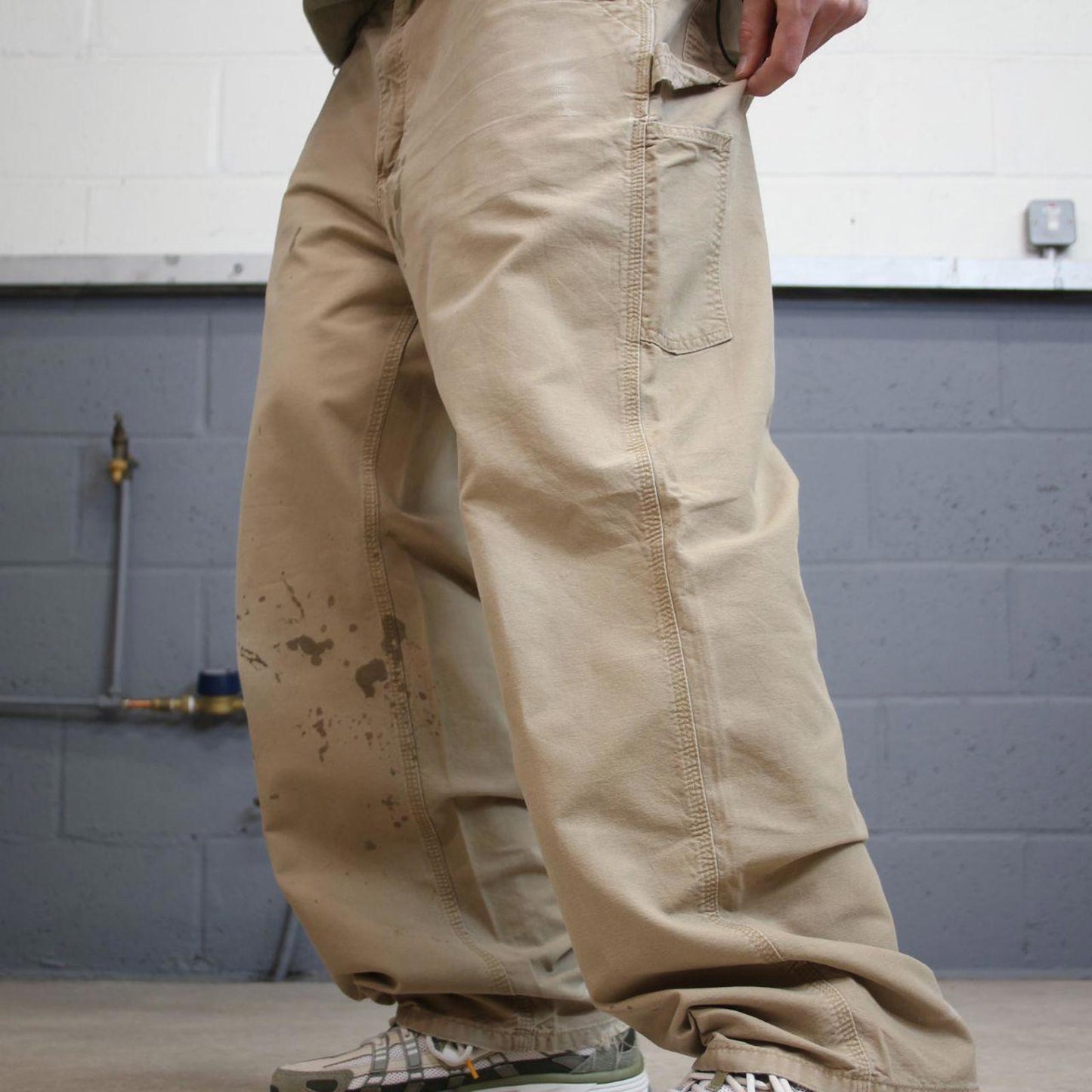 Y2K Carhartt carpenter jeans khaki Loose canvasy skate style workwear cargo pants