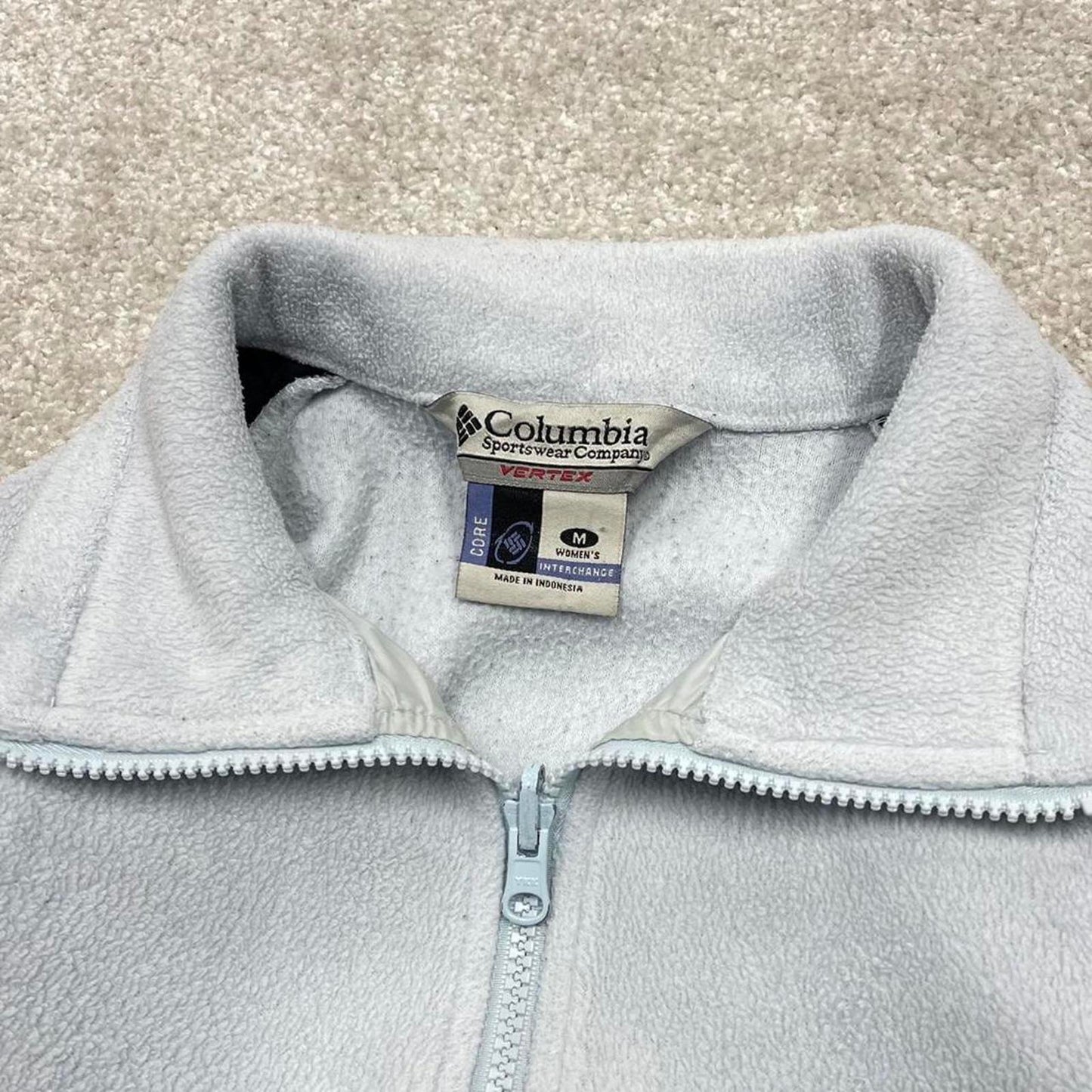 00s Columbia technical fleece M women's blue full zip up y2k style autumn adjustable waist