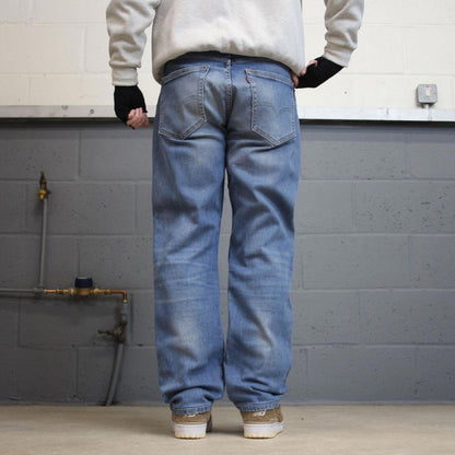 Blue Levis 505 jeans W36L30 straight leg y2k style pants red tab logo