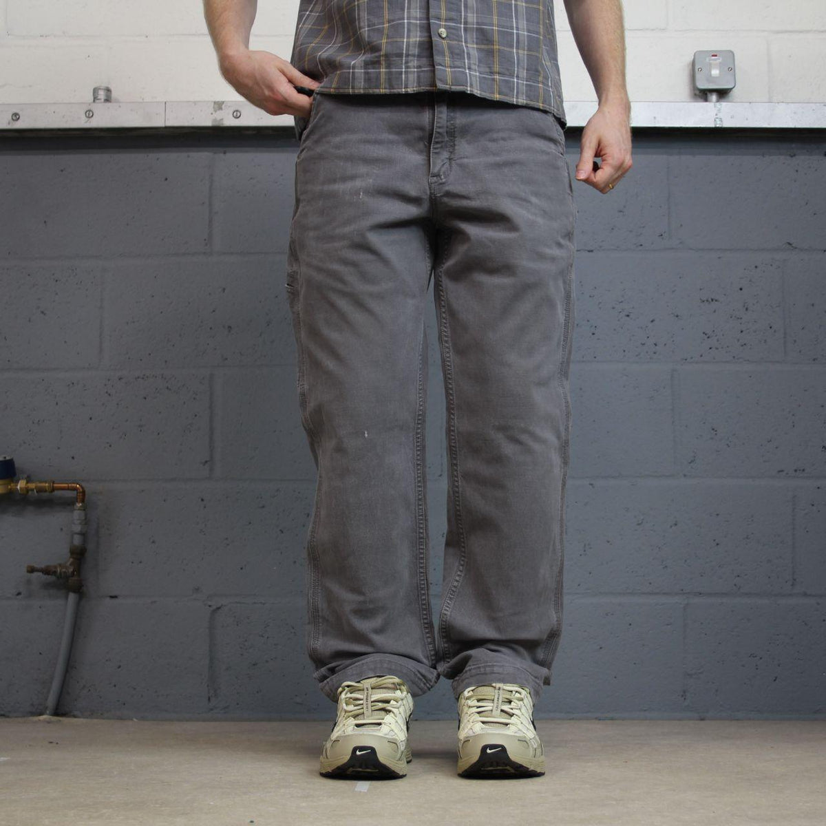 Carhartt carpenter pants relaxed y2k grey Straight leg skater style workwear pants