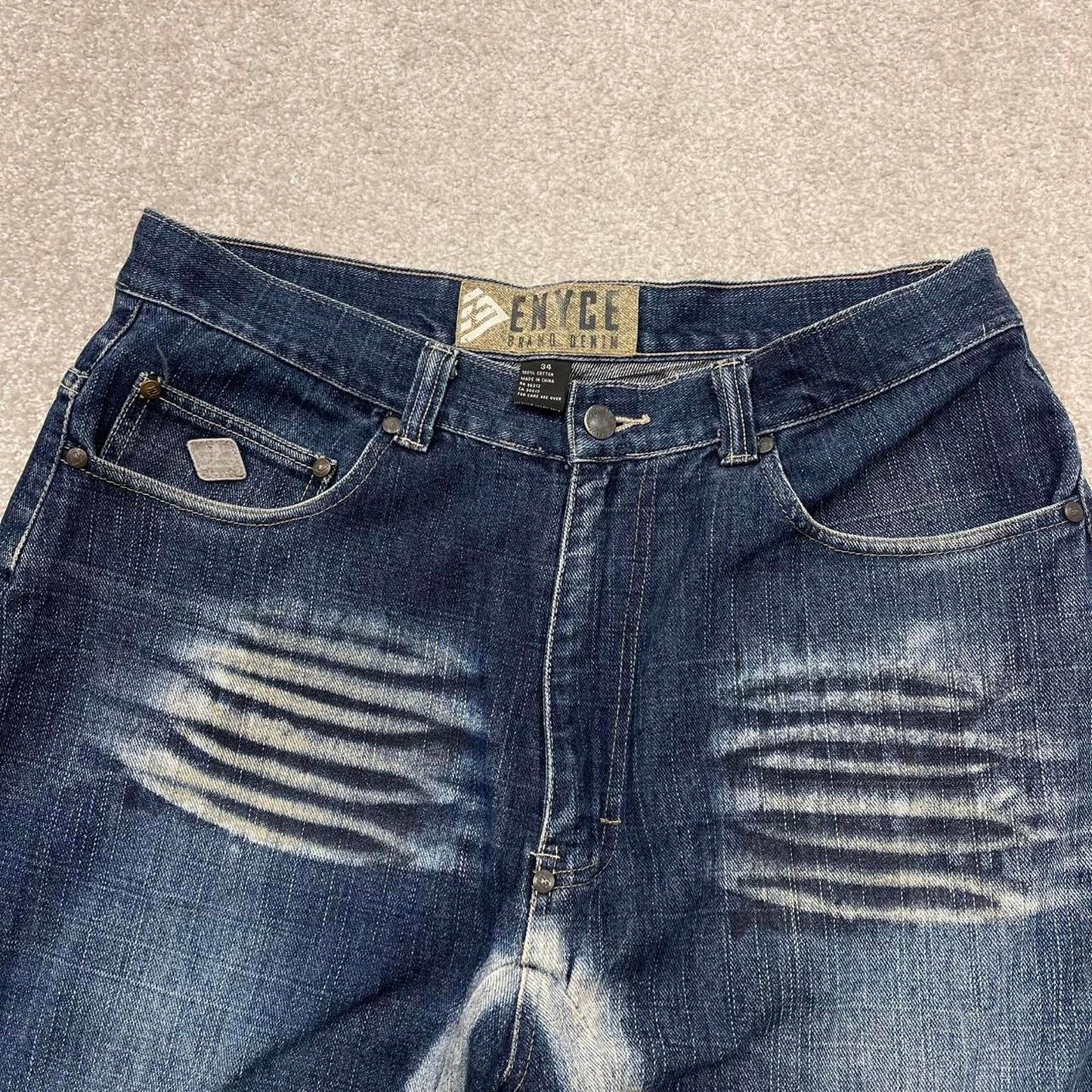 Y2k baggy Enyce shorts skater style blue Loose wide leg denim summer festival jorts