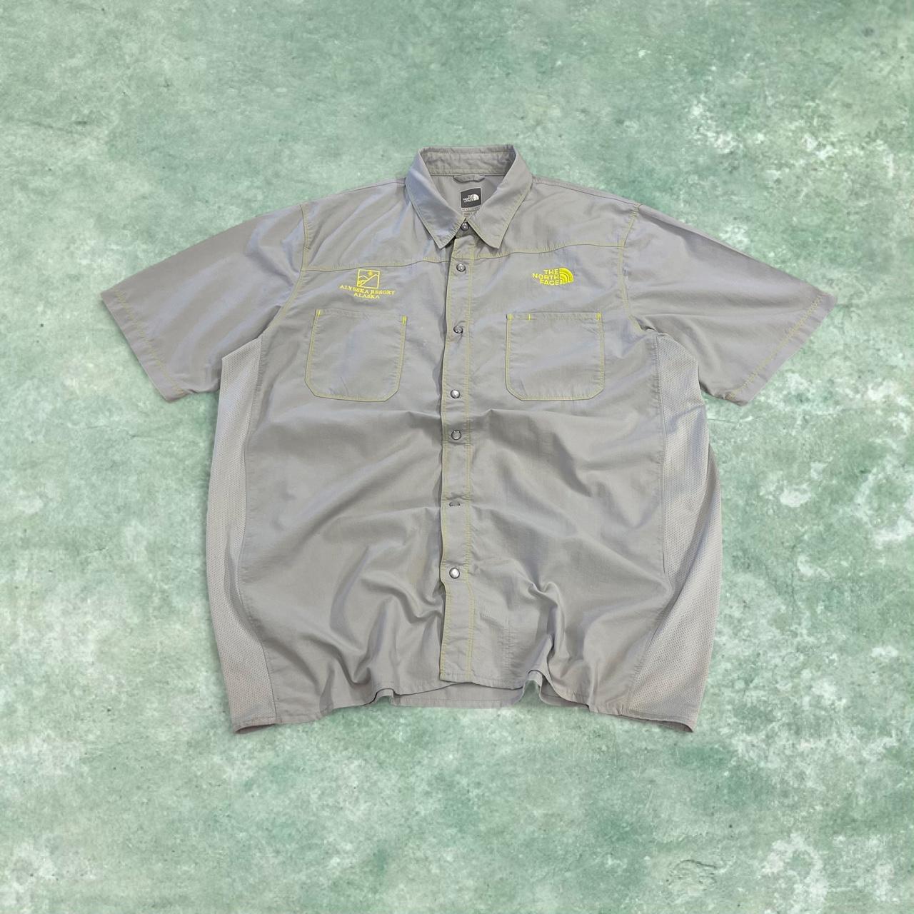 North Face technical short sleeve shirt grey TNF festival style button down summer shirt