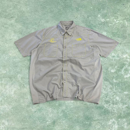 North Face technical short sleeve shirt grey TNF festival style button down summer shirt
