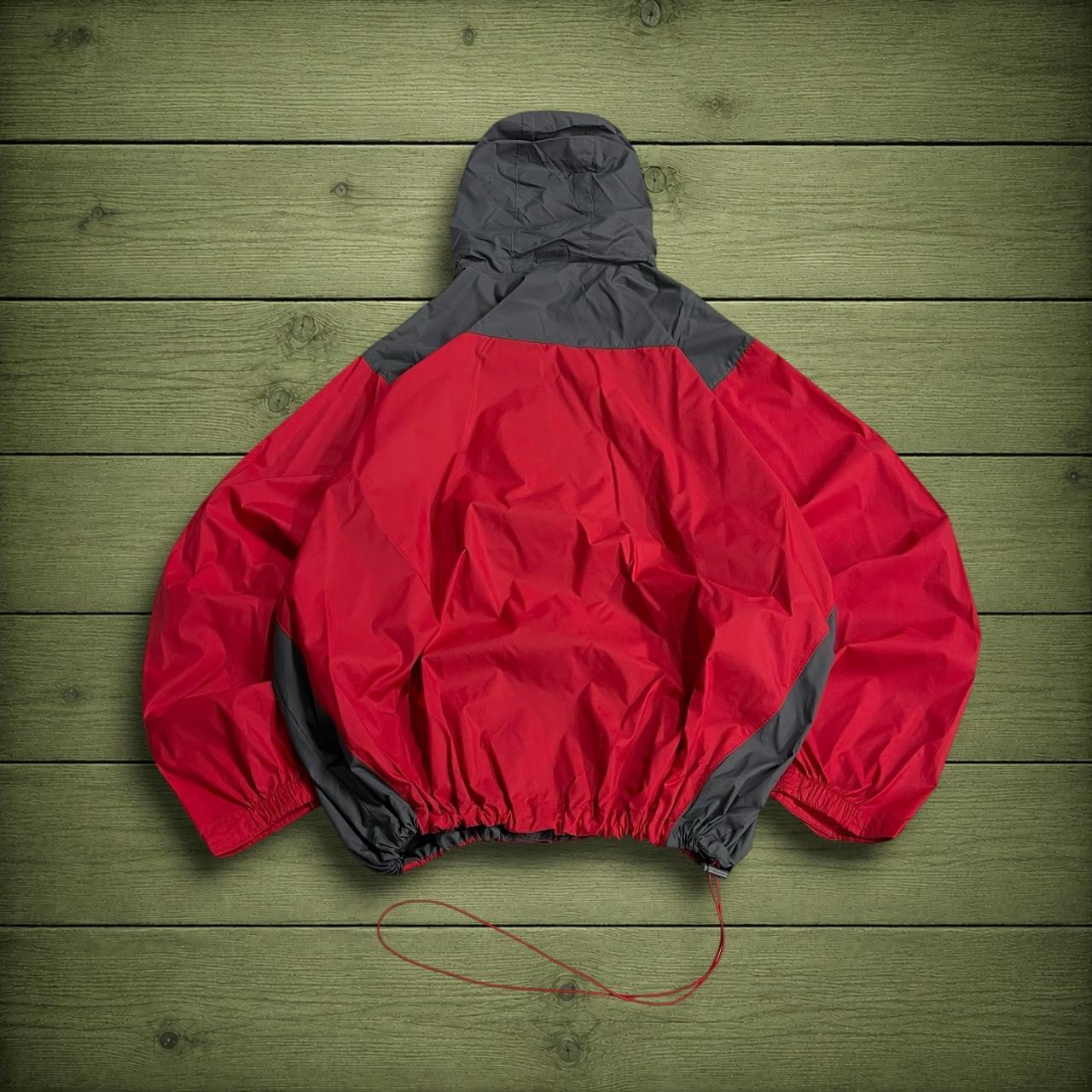 Columbia technical windbreaker jacket packable red grey two tone lightweight packable coat y2k