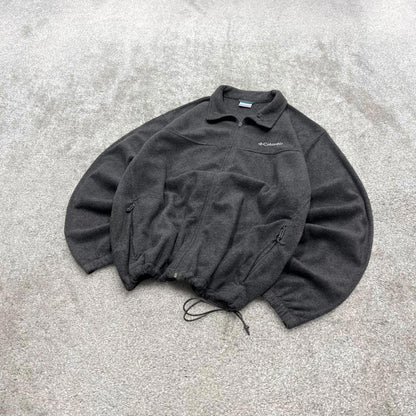 00s Columbia technical fleece XXL men's grey full zip up y2k style autumn adjustable waist