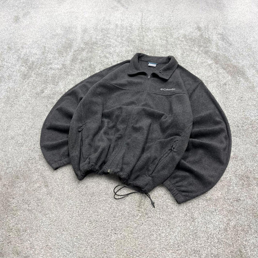 00s Columbia technical fleece XXL men's grey full zip up y2k style autumn adjustable waist