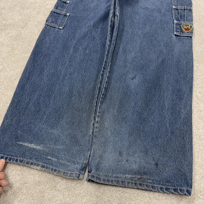 Y2K Ecko unltd baggy dungarees thick denim overalls blue perfect festival or skate wear