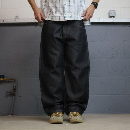 Y2K black baggy jeans wide leg Kayden. K Loose fit skater surf style jeans