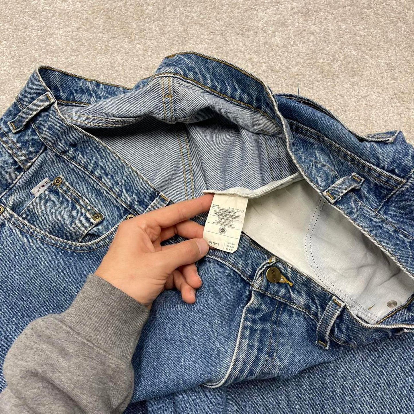 Vintage Carhartt jeans 90s y2k skater style W46L30 blue loose 100% cotton denim