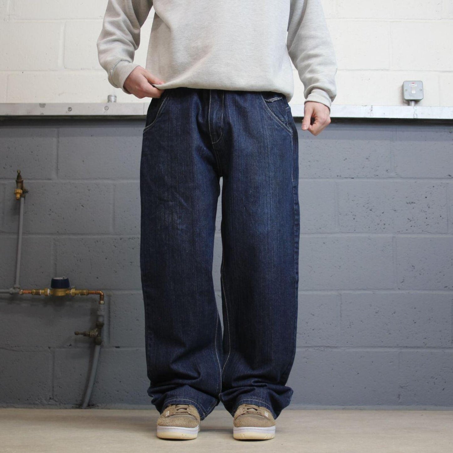 Y2K Phat Farm jeans skater style blue Loose thick wide leg denim pants