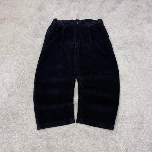 Vintage black Croft & Barrow wide wale corduroy trousers W36L26.5 pleated jumbo cord pants 90s style