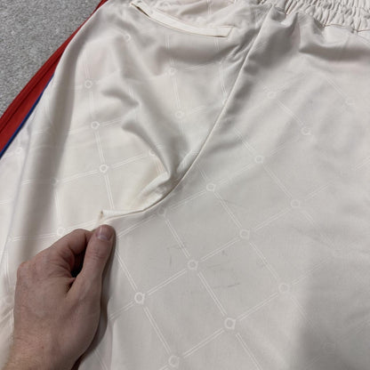Vintage y2k baggy Adidas tracksuit bottoms beige Wide leg embroidered side stripe 2000s track pants