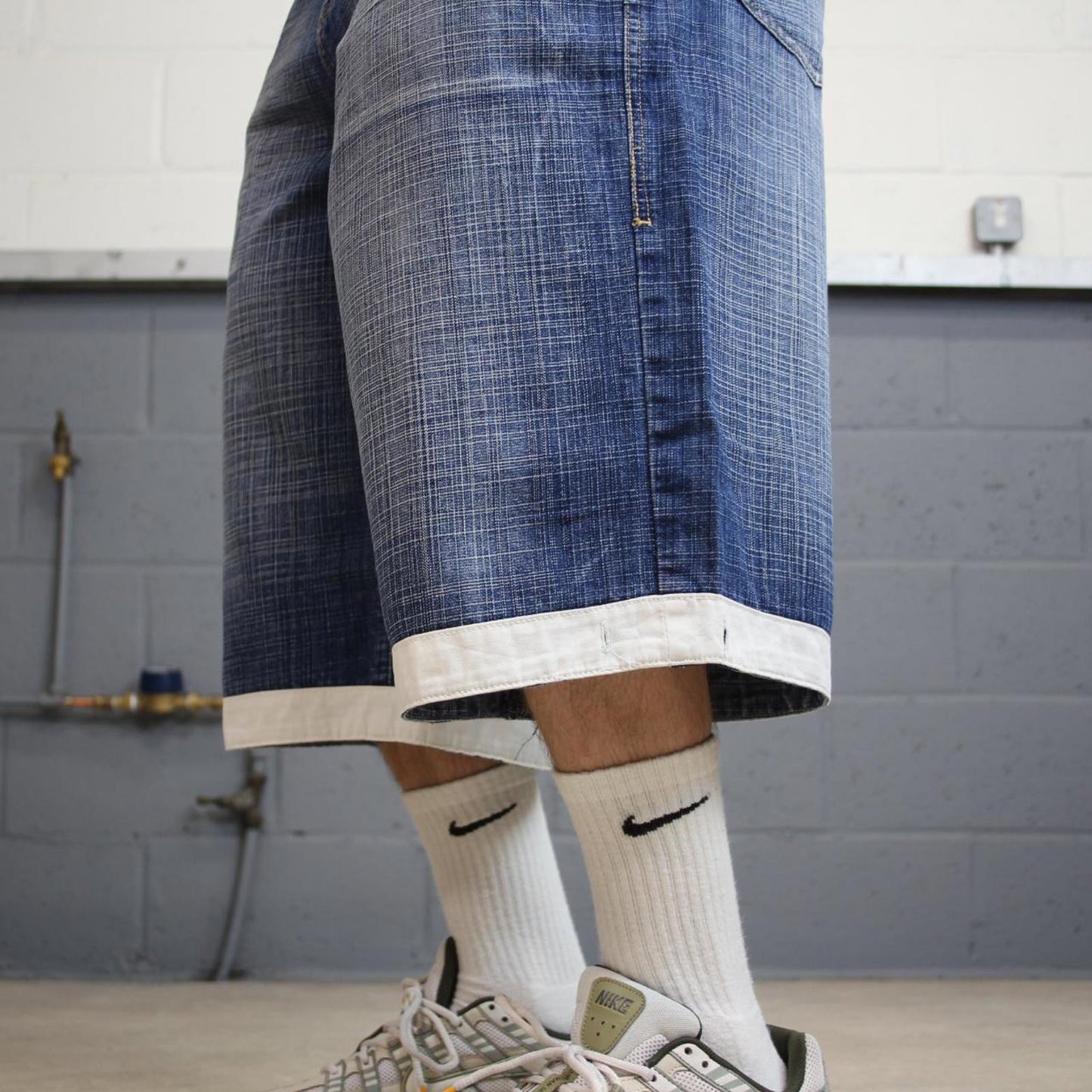 Y2k baggy shorts skater style blue Long wide leg Source Jeans denim summer festival jorts