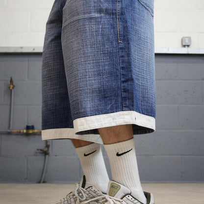 Y2k baggy shorts skater style blue Long wide leg Source Jeans denim summer festival jorts