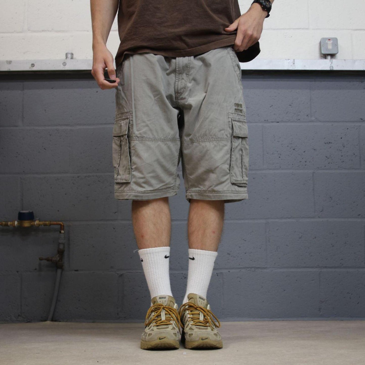 Y2K cargo shorts loose grey Loose leg utility shorts summer festival