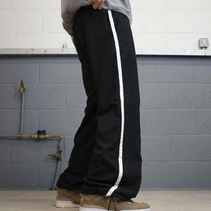 Y2k baggy Nike tracksuit bottoms wide leg black Loose lined embroidered striped track pants