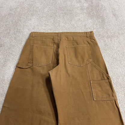 Baggy carpenter jeans wide leg y2k W34L31 tan brown No Boundaries wide leg surf skate style cargos