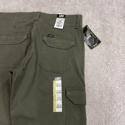 Y2K Lee cargo work pants green straight leg Regular straight fit chino hiking style trousers