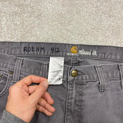 Vintage baggy Carhartt jeans 90s y2k skater style W46L30 grey relaxed fit 100% cotton canvas