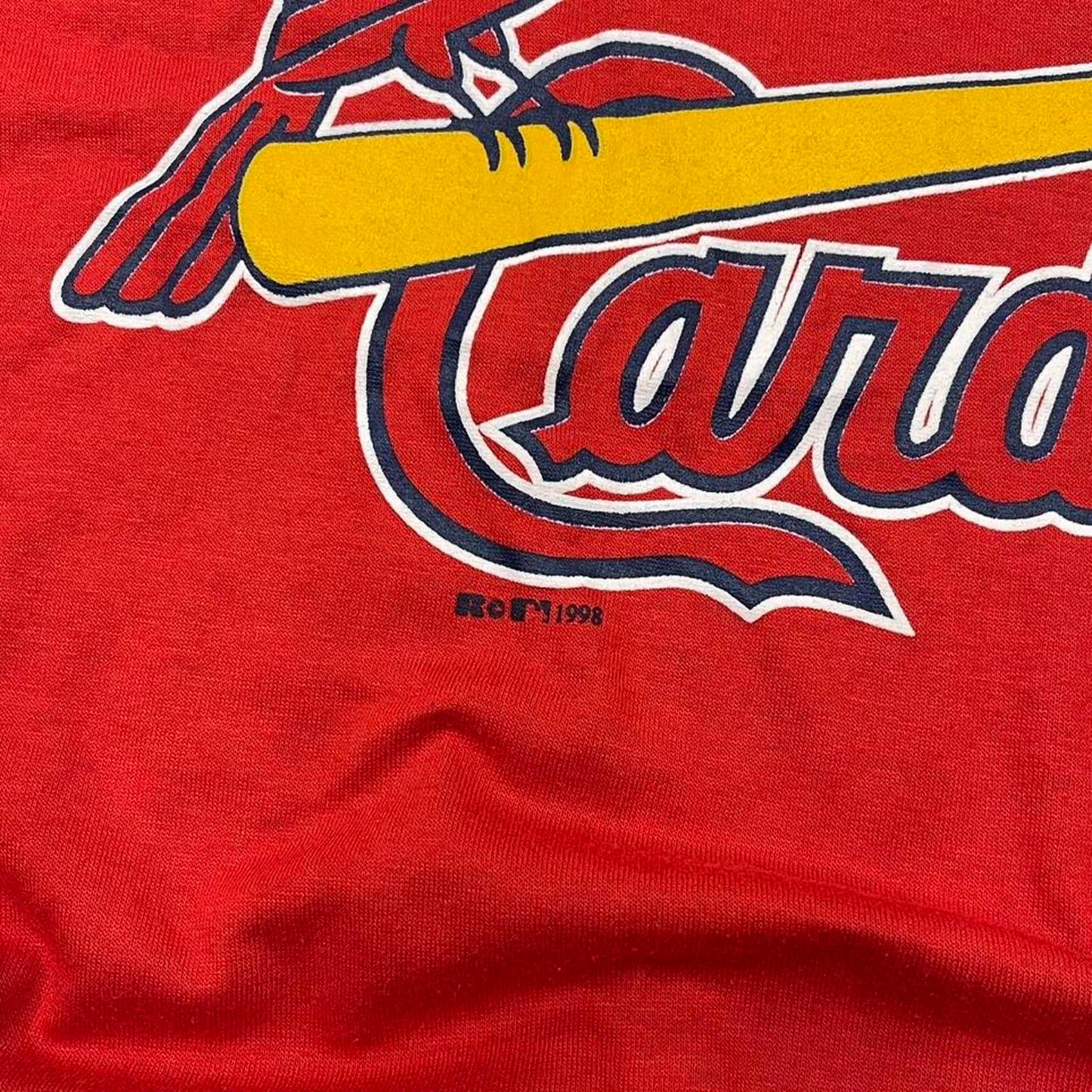 Vintage 90s Russell boxy fit graphic t shirt red Russell Athletic single stitch MLB Cardinals tee
