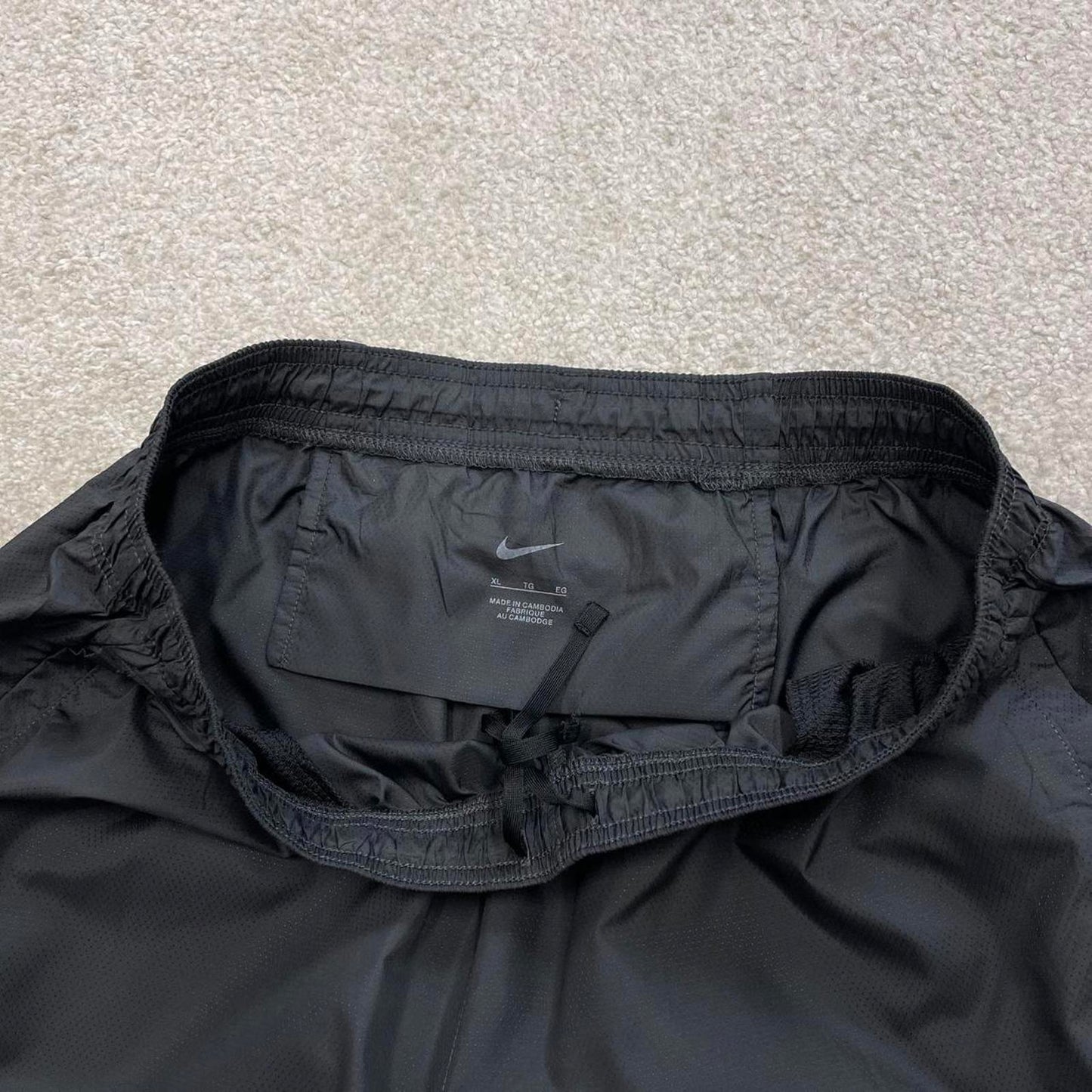 Grey Nike trackies XL loose y2k style joggers print Swoosh logo gym wear track pants