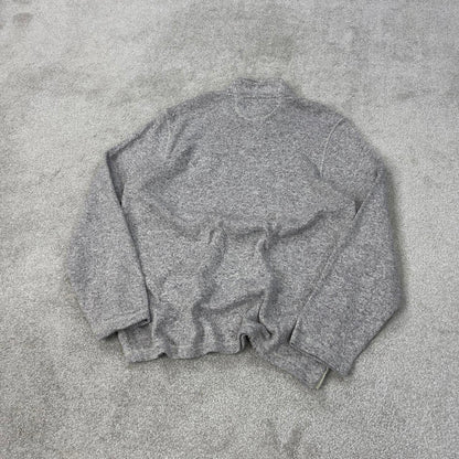 Y2K Adidas NHL fleece Large grey knit style pullover 1/4 zip embroidered logo