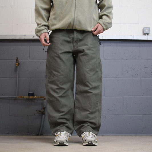 Y2K baggy Carhartt carpenter jeans wide leg green Loose thick flannel lined skater cargo work pants
