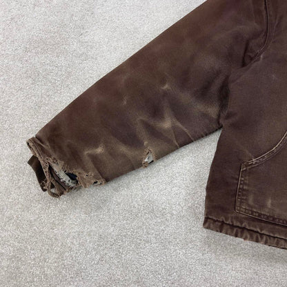 Vintage Brown Carhartt Traditional jacket XL J22 DKB box cropped fit Detroit padded canvas workwear