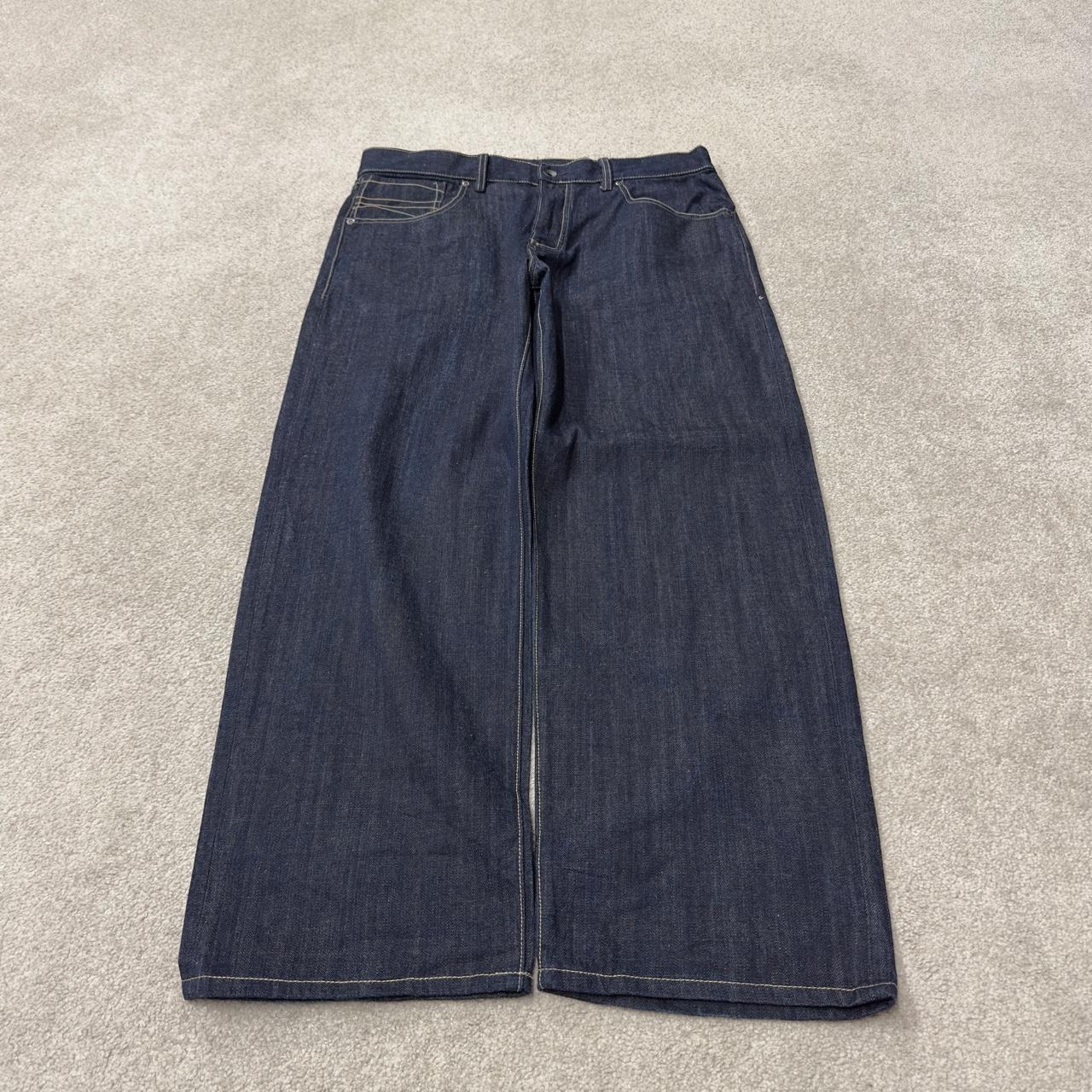 Y2K Sean John baggy jeans wide leg blue denim embroidered stitch design nice quality denim