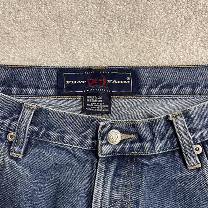 Y2K Phat Farm baggy carpenter jeans W36L31 blue denim Thick heavy denim skater style work pants