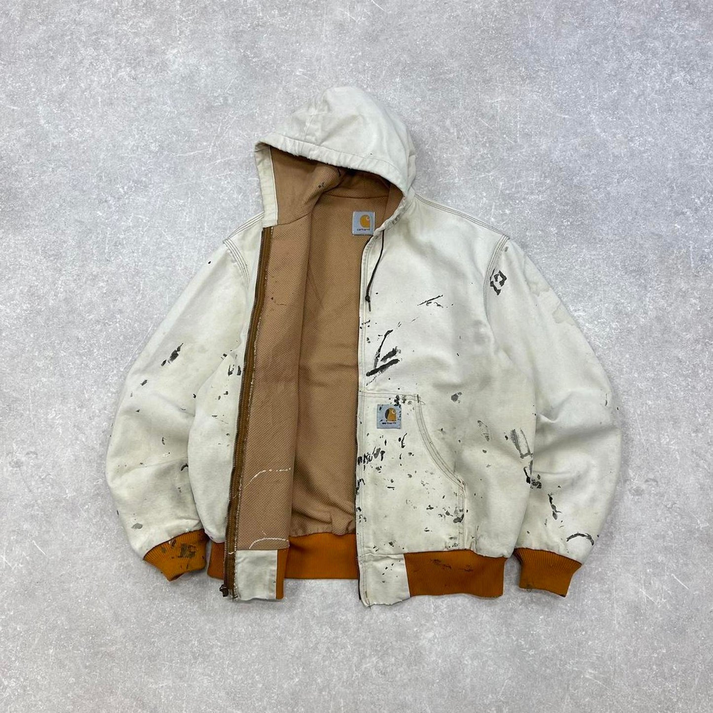 Vintage hooded Carhartt active jacket Small canvas thermal mesh lining American
