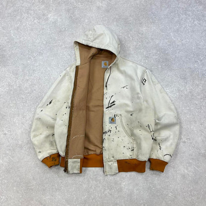 Vintage hooded Carhartt active jacket Small canvas thermal mesh lining American