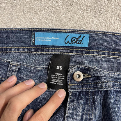 Y2K baggy jeans wide leg W36L30 blue denim Wicked Denim Loose skater surf pants