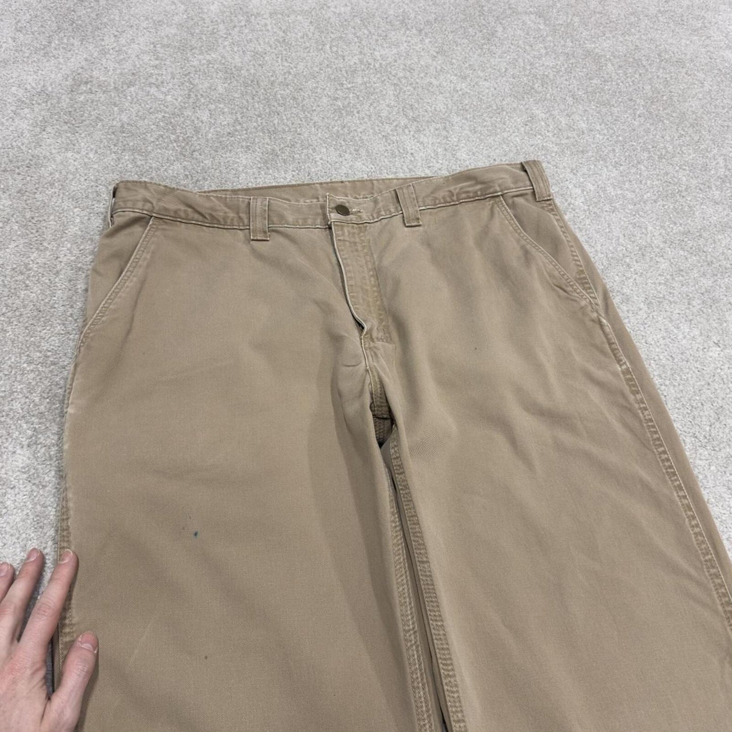 Carhartt carpenter pants relaxed fit tan Loose skate style cargo work pants