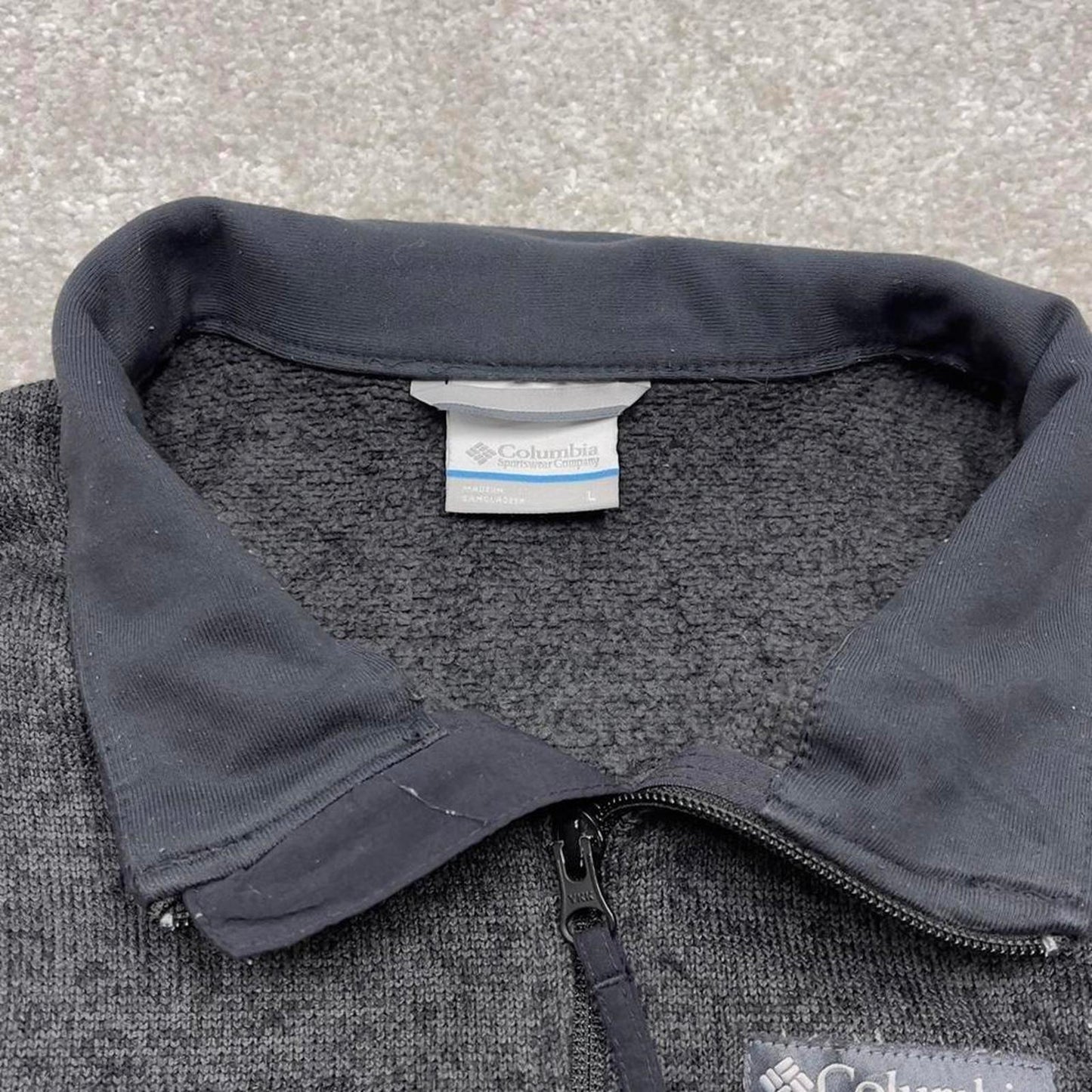00s Columbia technical fleece L men's black full zip up y2k style autumn adjustable waist