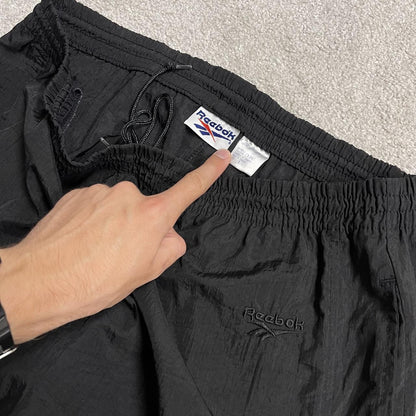 Vintage Reebok tracksuit bottoms loose black Large embroidered logo y2k drawstring track pants