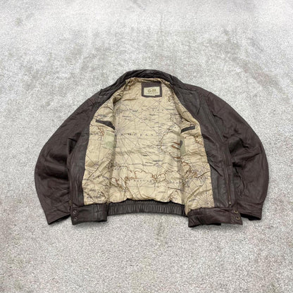 Vintage G3 leather flight aviator bomber jacket brown G-III boxy genuine leather coat
