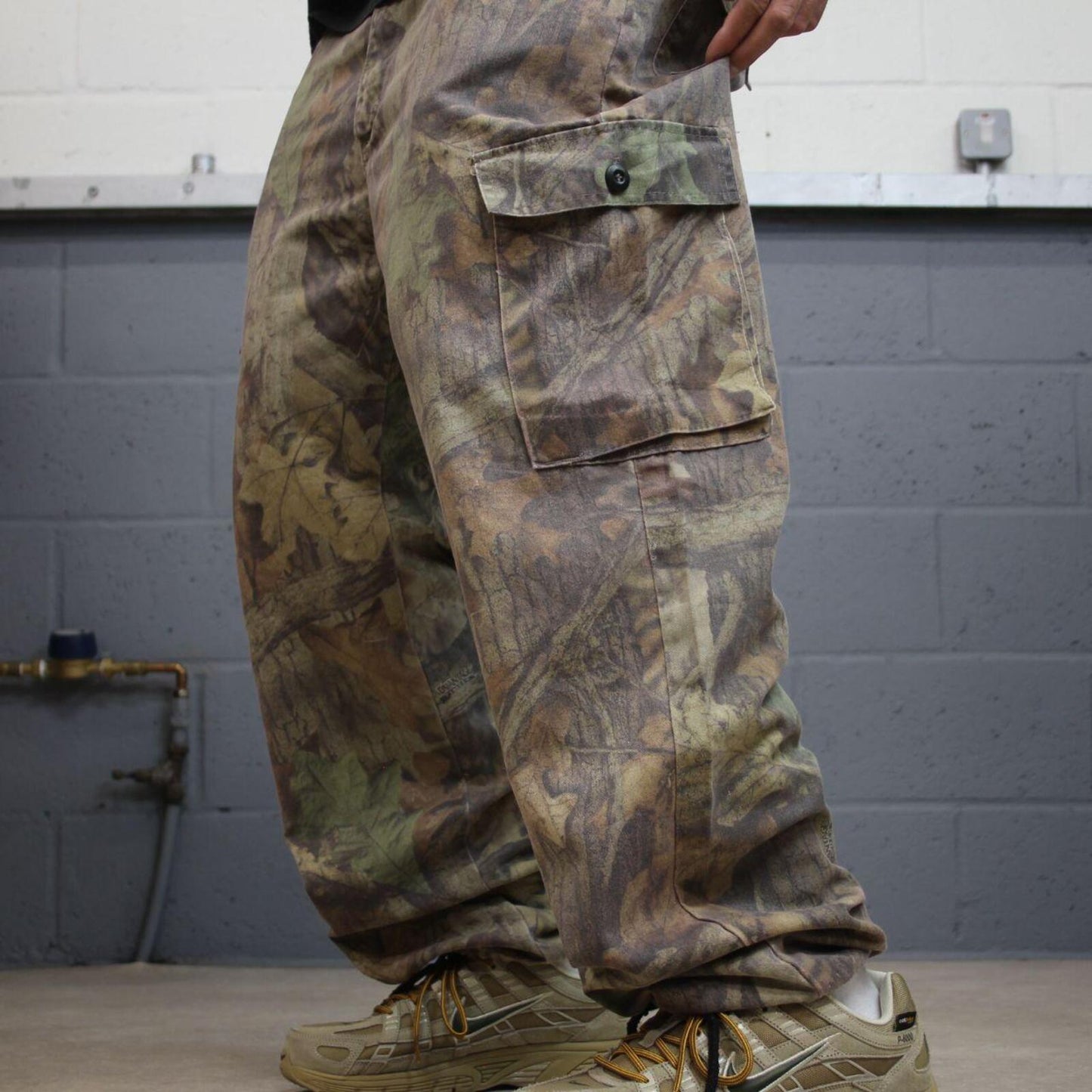 Vintage Liberty camo cargo pants khaki Loose fit camouflage Y2K hunting trousers