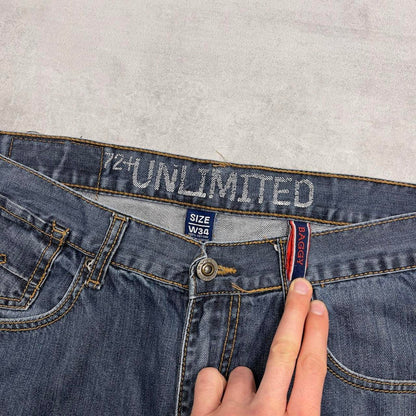Baggy Ecko Unltd shorts W34 loose denim skater style shorts stitch detailing