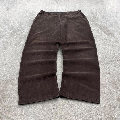 Brown Haggar corduroy trousers W38L32 baggy jumbo cord pants 90s skate style