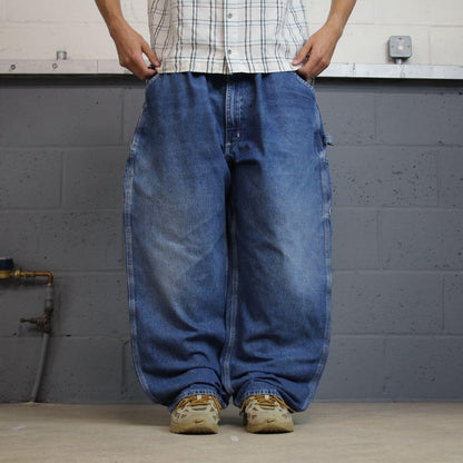 Vintage baggy Carhartt carpenter jeans y2k blue denim Loose leg 100% cotton skater style workwear