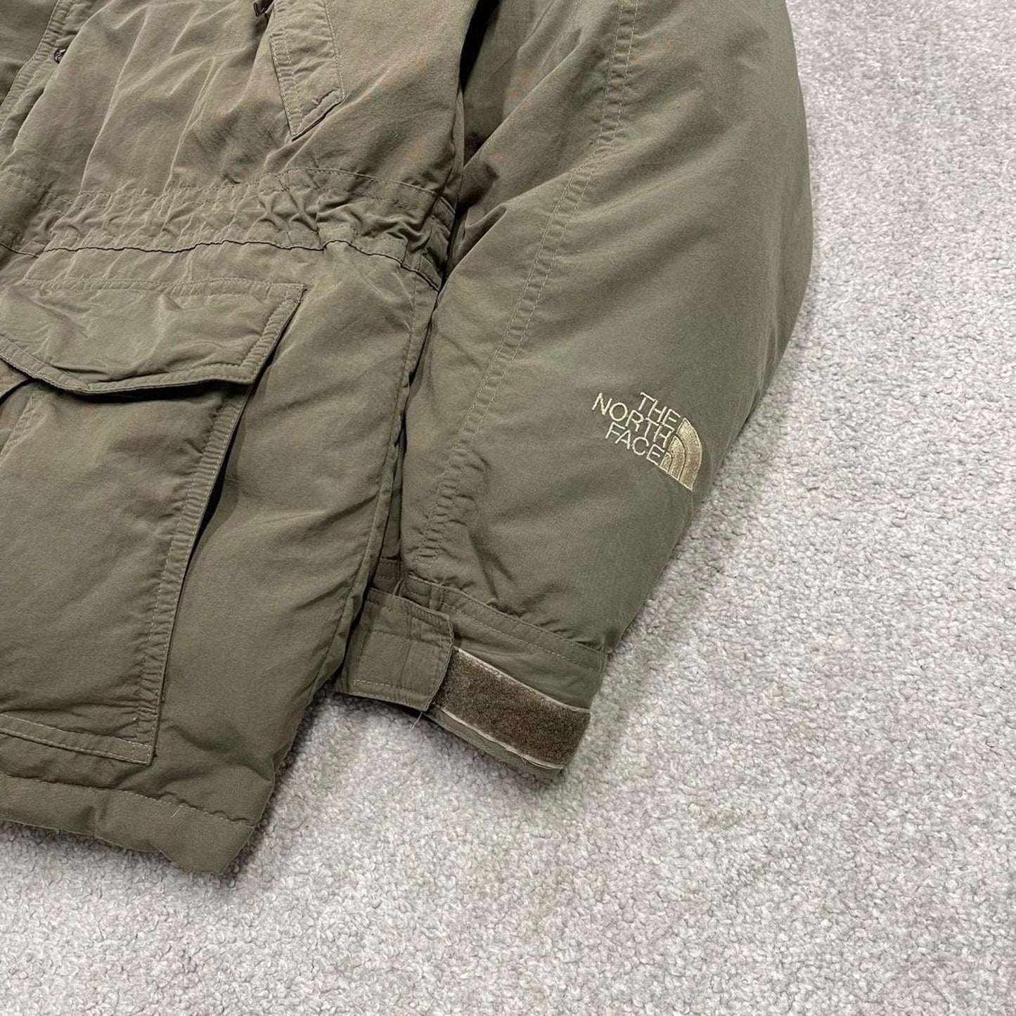 Y2K North Face puffer jacket khaki TNF thick puffer coat embroidered logo