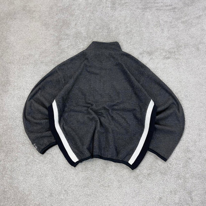 Grey Starter technical half zip up fleece Medium y2k style autumn boxy fit