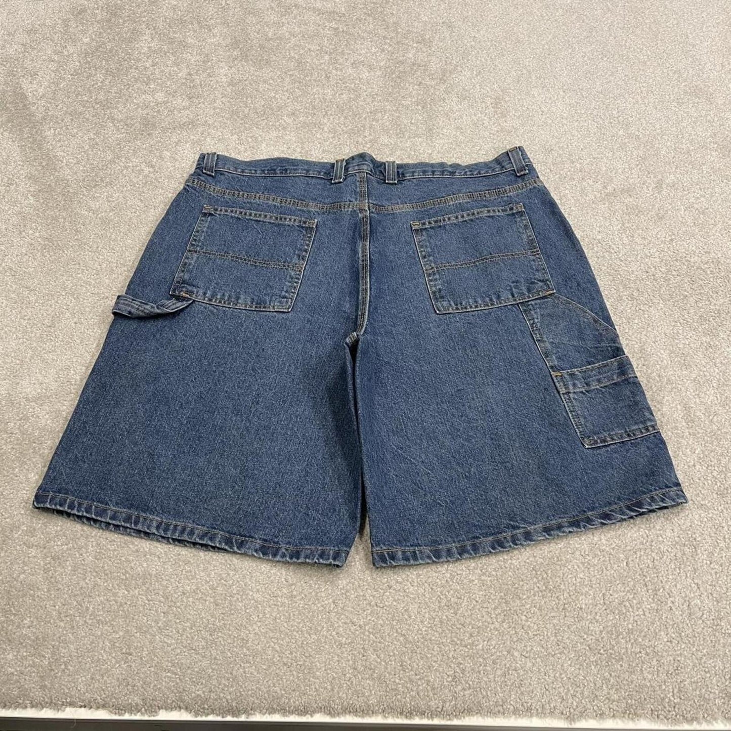 Extra baggy denim shorts carpenter blue Faded Glory skater style summer festival cargo jorts