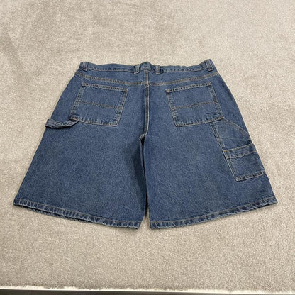 Extra baggy denim shorts carpenter blue Faded Glory skater style summer festival cargo jorts