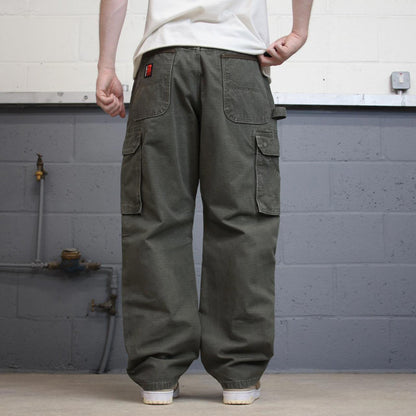 Green Wrangler double knee carpenter jeans W36L30 loose canvas 90s skater style cargos