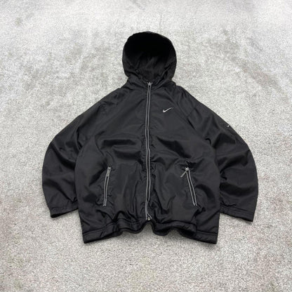 Vintage y2k Nike technical reversible windbreaker jacket black Fleece embroidered swoosh hooded coat
