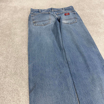 90s Dickies jeans casual workwear W32L32 loose blue 90s skate style thick denim pants streetwear