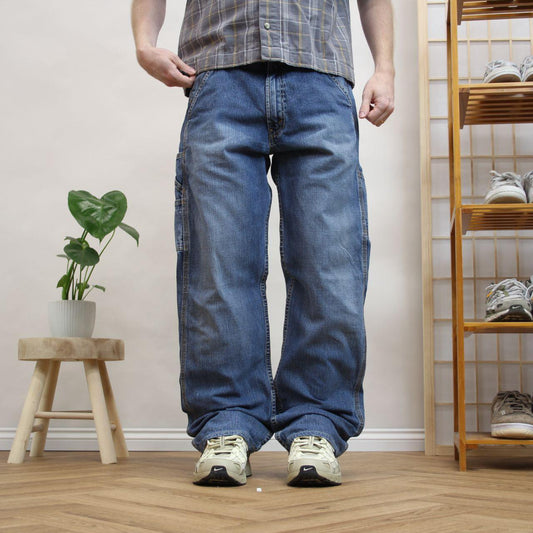Levi's baggy carpenter jeans y2k Loose straight fit blue denim cargo pants