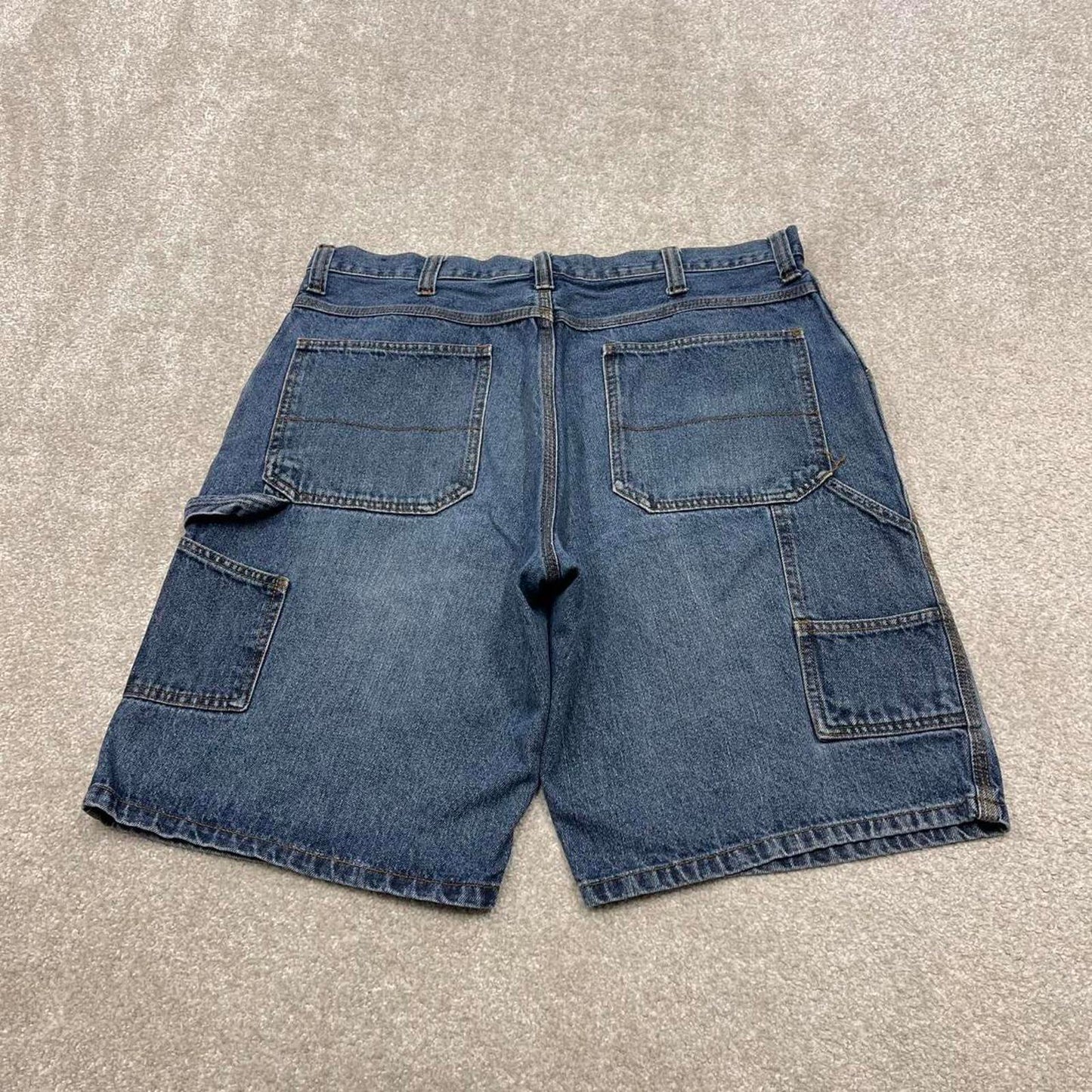 Y2k baggy denim carpenter shorts skater style blue Loose Faded Glory summer festival jorts
